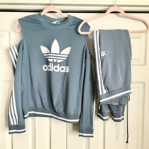 Adidas cold shoulder sweatshirt with sweatpants
